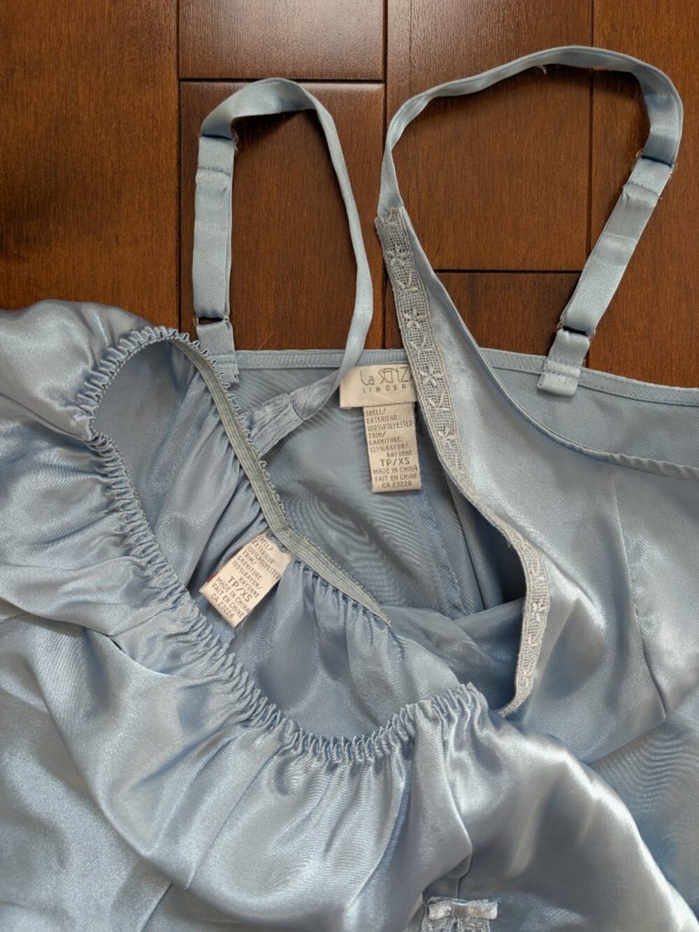 LA SENZA BABY BLUE VINTAGE Y2K SATIN PJ SET - Picture 3 of 3